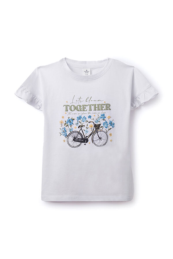 Springfield Kids Camiseta flores bici niña blanco