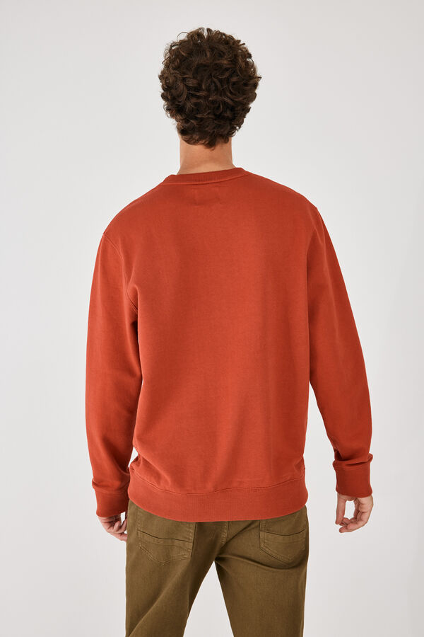 Springfield Sweatshirt de gola redonda de algodão com remendo Reckless. terracotta