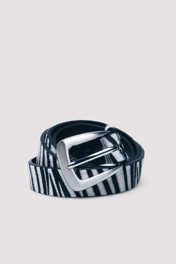 Springfield Cintur&oacute;n fino cebra negro
