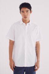 Springfield Camisa de manga curta em linho branco