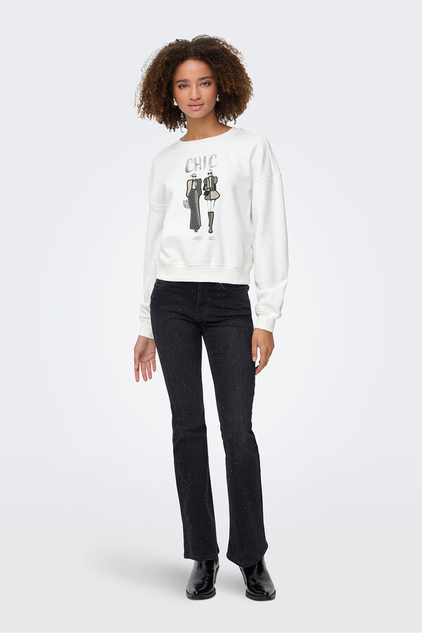 Only Sudadera dibujo frontal blanco