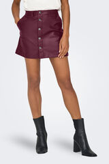 Only Saia curta de couro sint&eacute;tico rosa