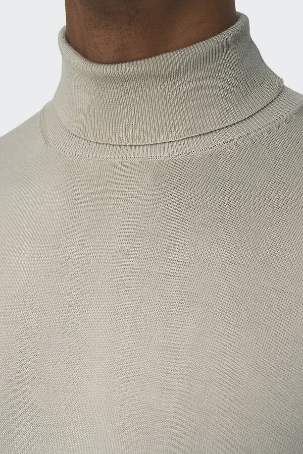 Only & Sons Camisola gola dobrada cinzento