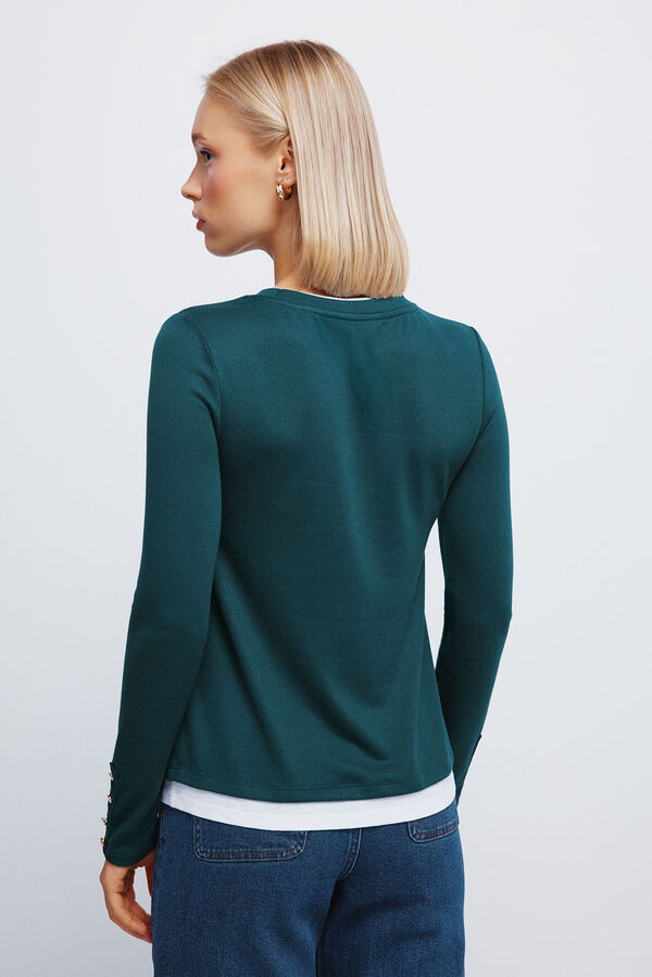 Springfield Camiseta tacto suave efecto doble prenda verde