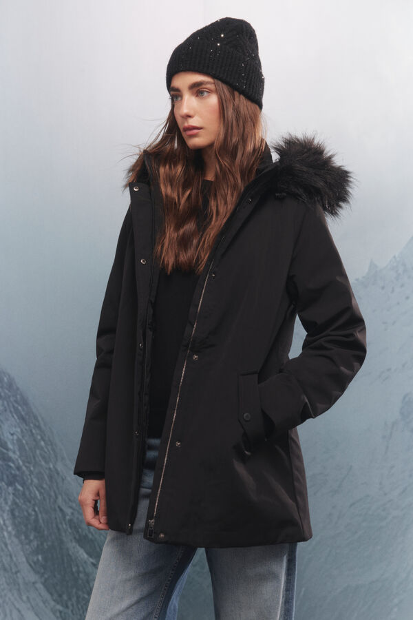 Springfield Parka capucha pelo Sorona Aura negro