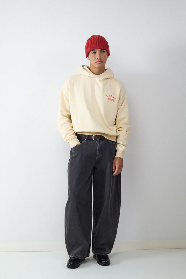 Balmohk Sweatshirt com capuz estampado bege