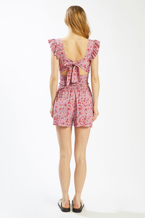 Pimkie Shorts con cintura el&aacute;stica tejido vaporoso rosa