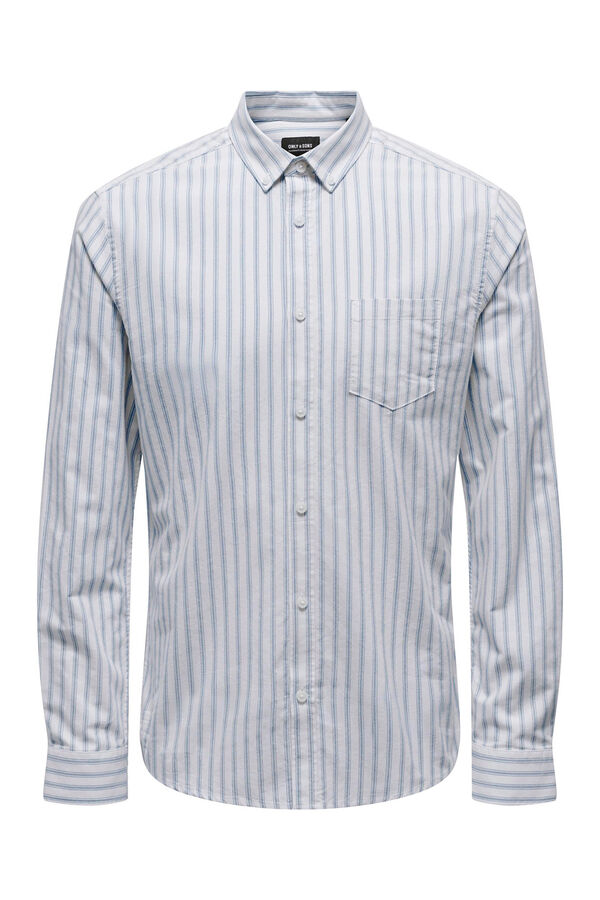 Only & Sons Camisa de manga comprida Oxford &agrave;s riscas azul
