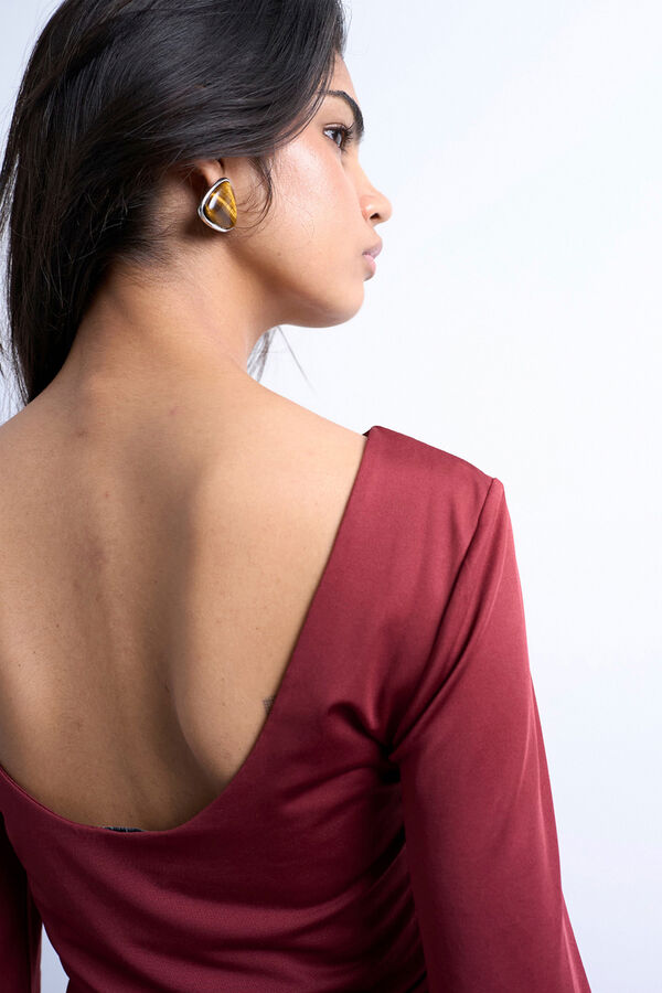 Topshop Top de escote redondo rojo