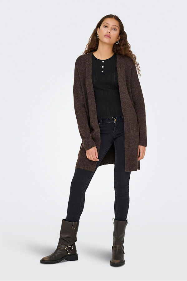 Only Casaco de malha midi aberto cru