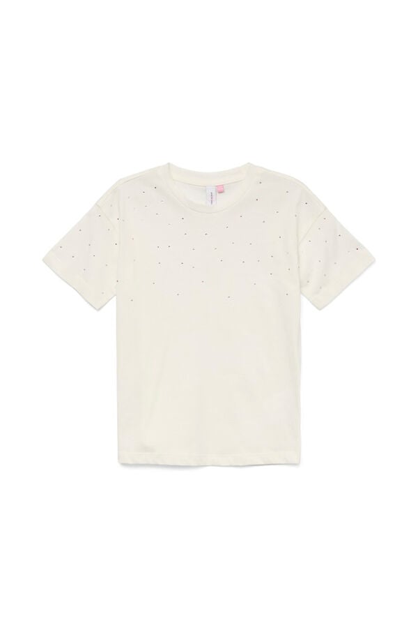 Vero Moda Girl Camiseta algod&oacute;n brillantes blanco