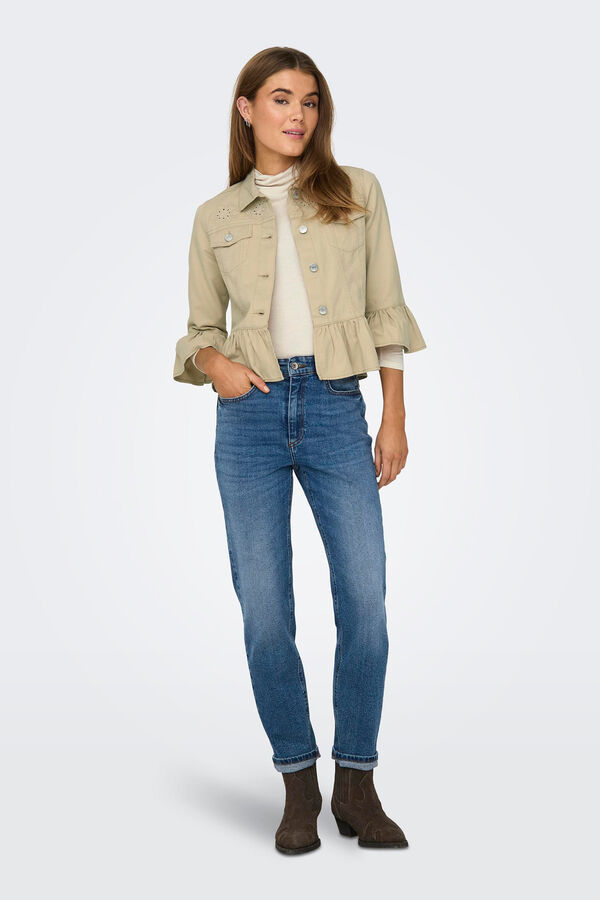 Only Chaqueta volantes beige