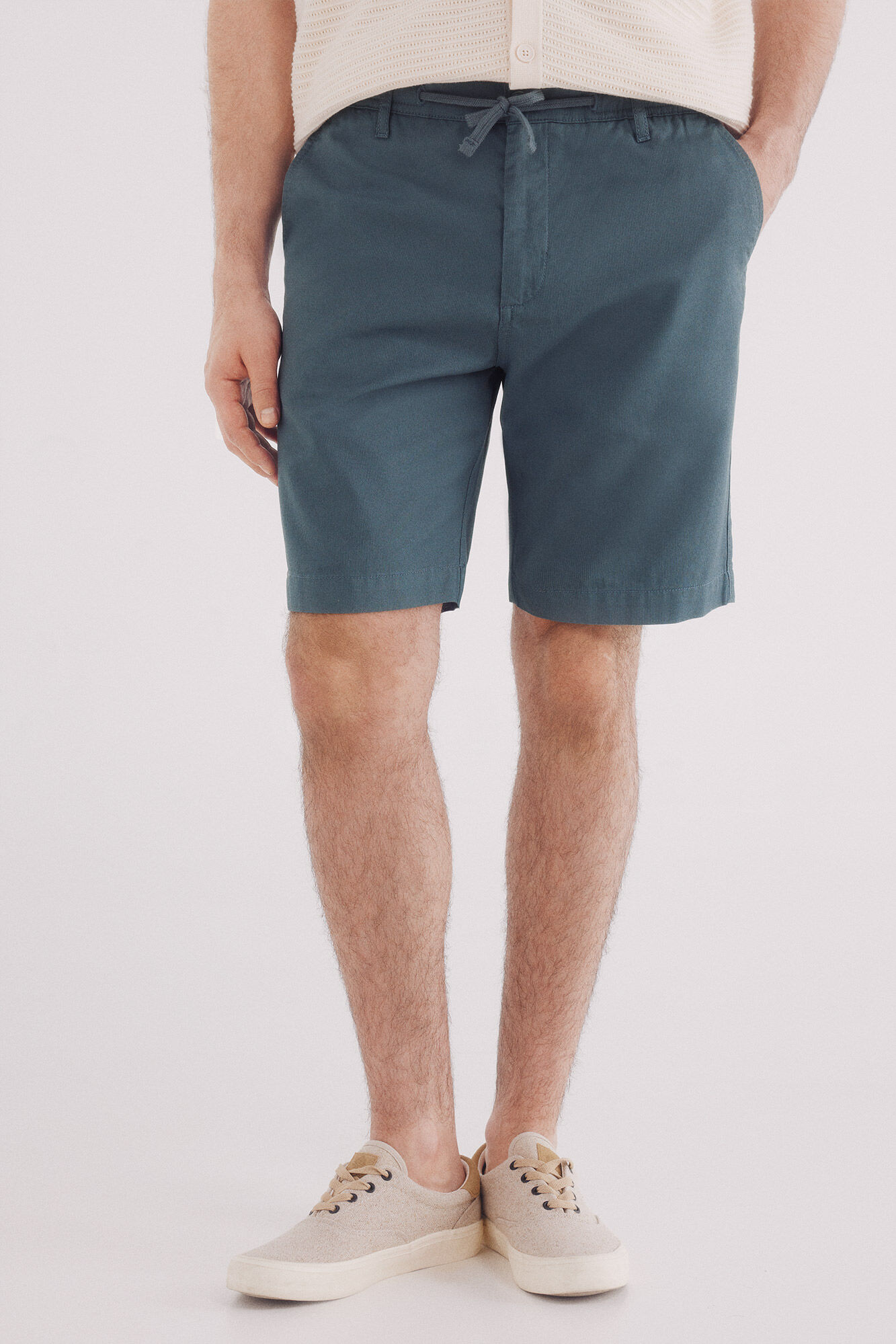 Springfield Bermuda piqu&eacute; riscas conforto slim fit