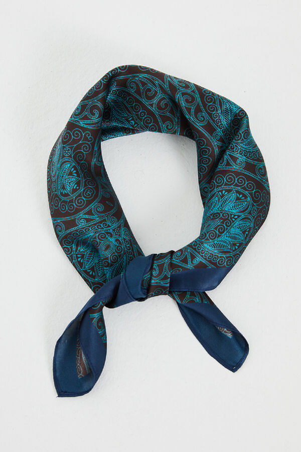 System Action Pa&ntilde;uelo cuadrado satinado print bandana azul blanco