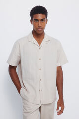 Springfield Camisa leve de manga curta em jacquard bege