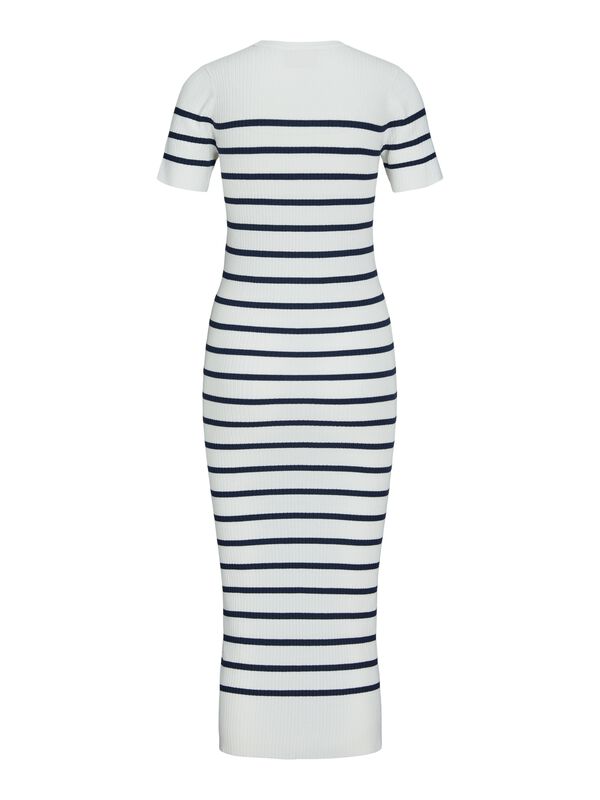 Jack & Jones Vestido midi de punto rib de rayas blanco