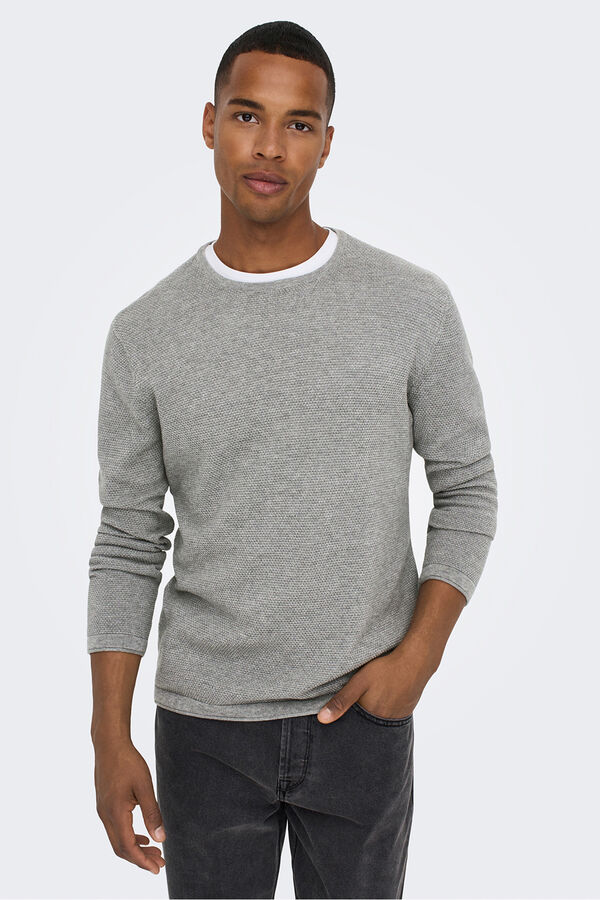 Only & Sons Sudadera cuello redondo gris