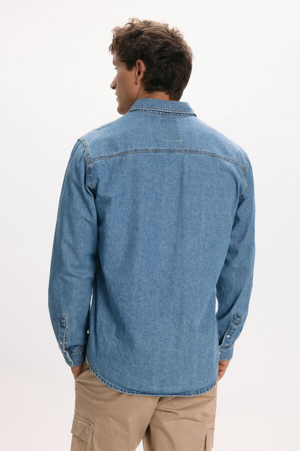 Only & Sons Camisa vaquera manga larga azul