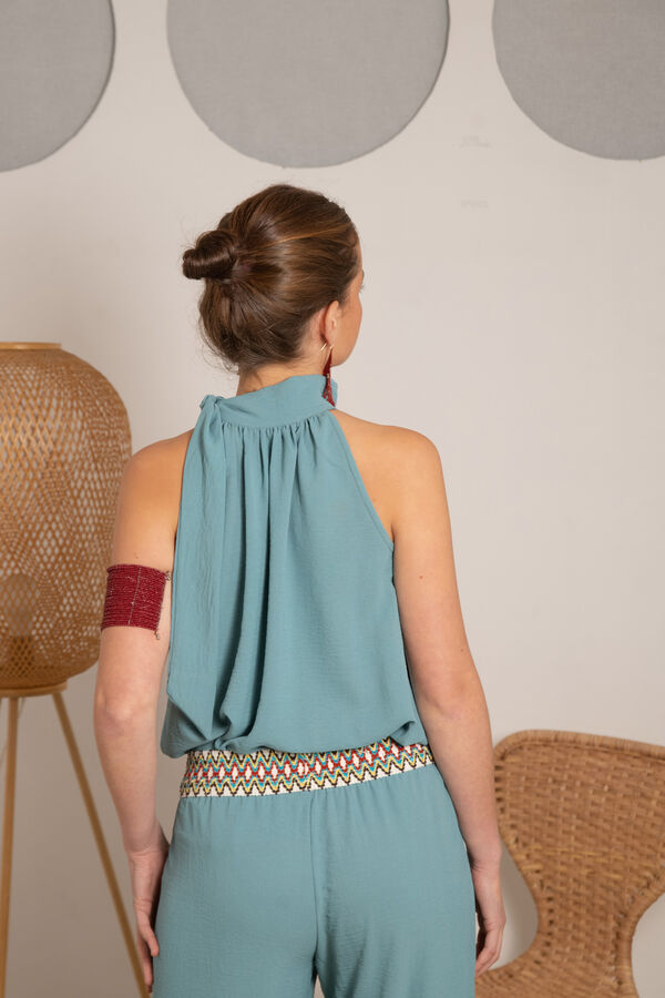 Cul Sac Top M&oacute;naco Branco Caqui escuro