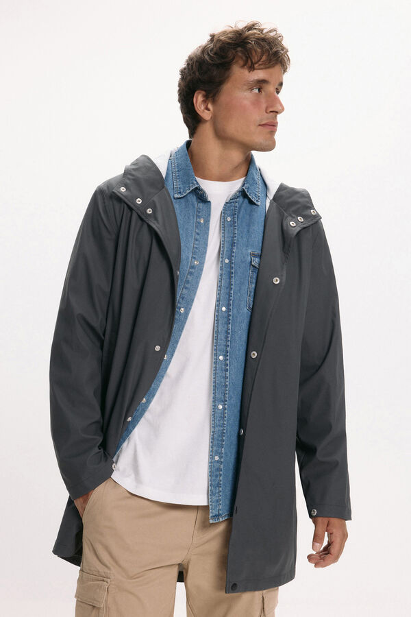 Only & Sons Imperme&aacute;vel com capuz cinzento