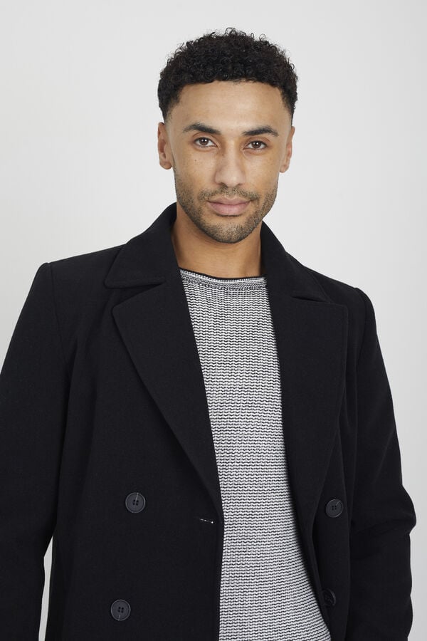 Brave Soul Sobretudo com fecho de bot&otilde;es preto