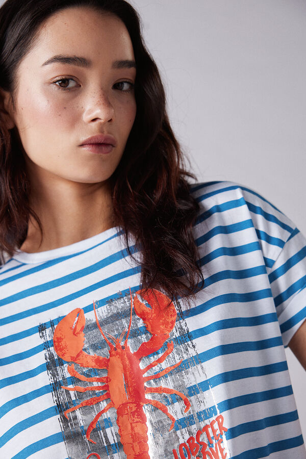 Springfield Camiseta Gr&aacute;fica Manga Vuelta Bot&oacute;n beige