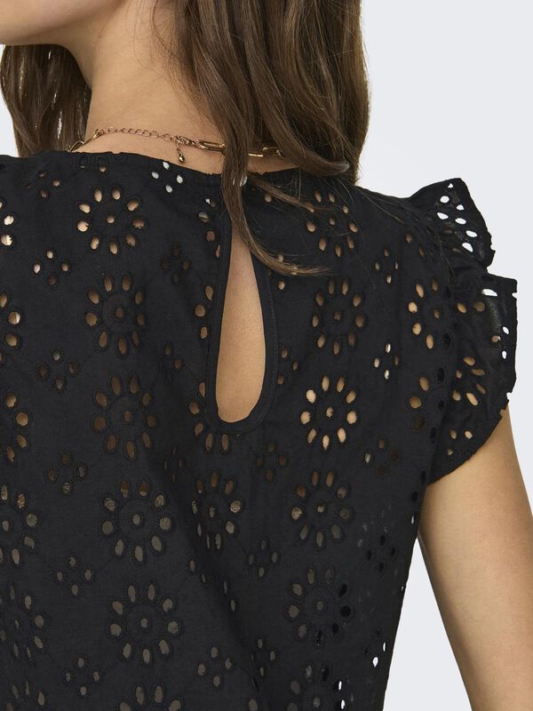 JDY Blusa manga corta bordado negro