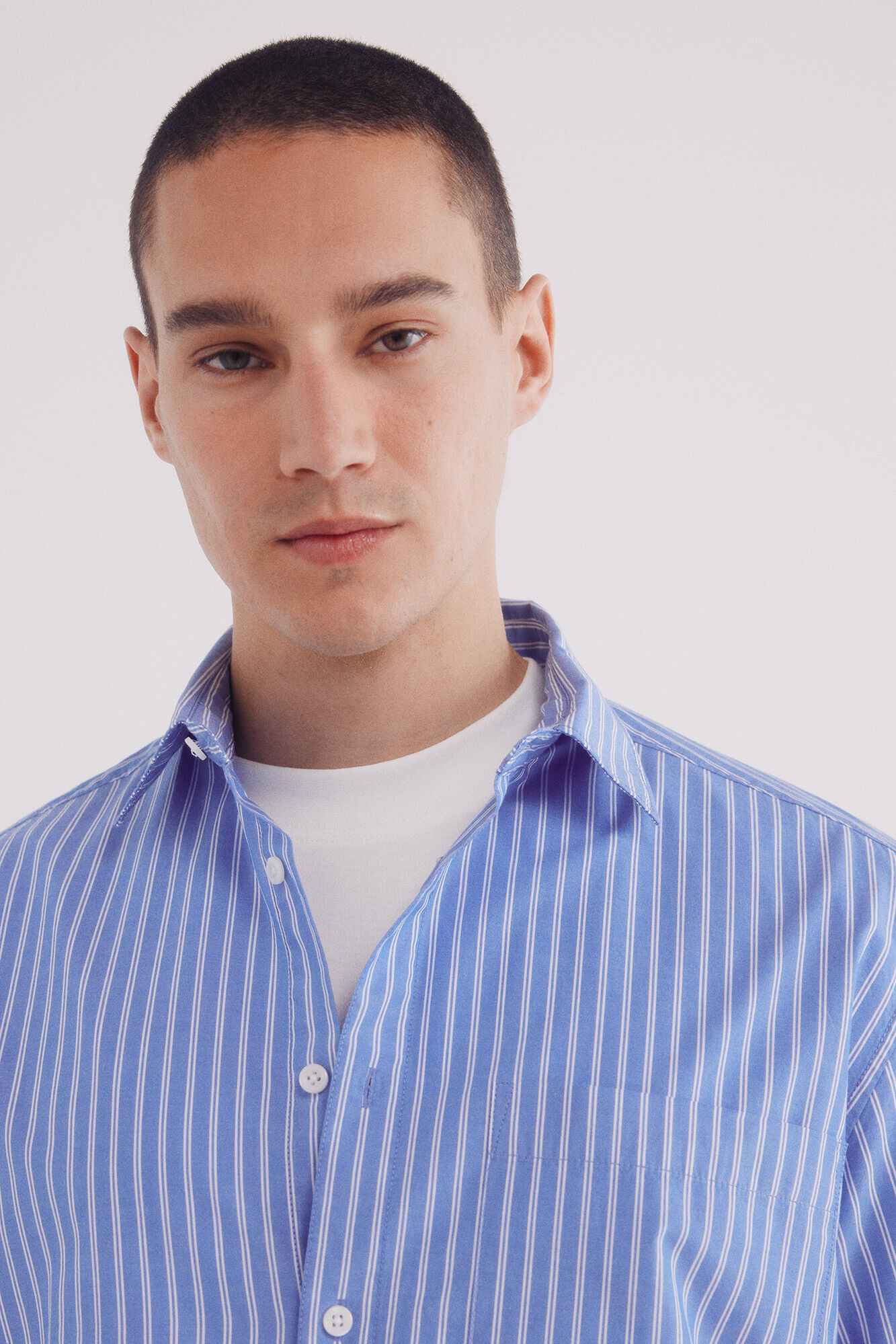 Springfield Camisa de popelina riscas boxy fit