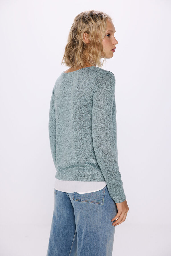 Springfield Camiseta punto cortado combinada verde