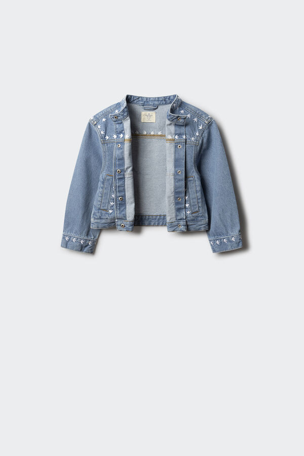 Springfield Kids Jaqueta denim bordado de menina azul