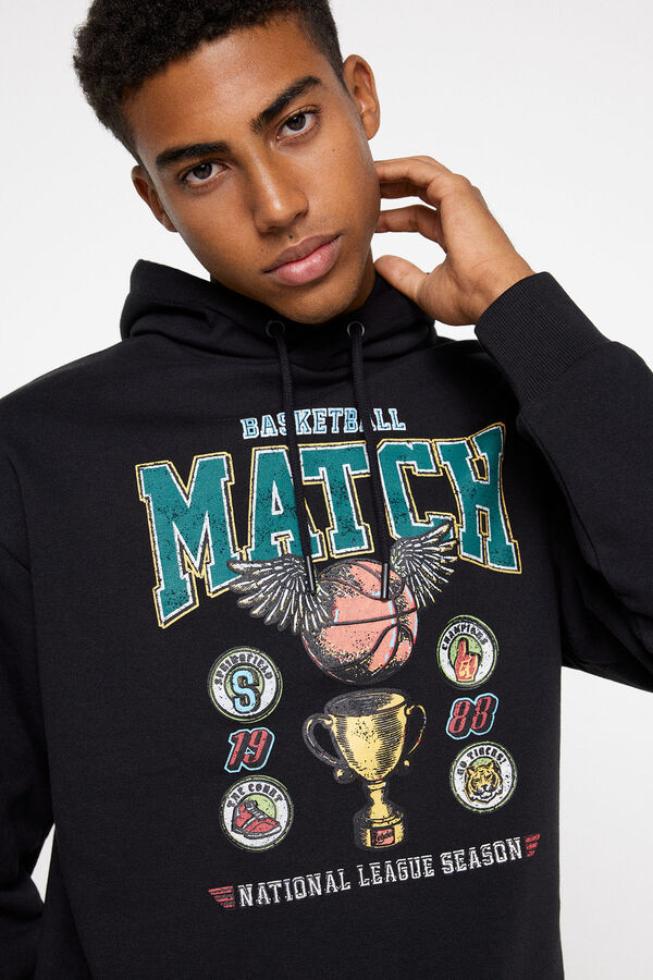Springfield Sweatshirt capuz estampado Basket preto