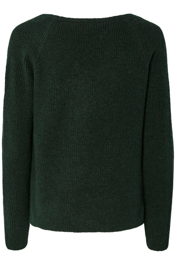 Pieces Camisola gola em bico b&aacute;sica verde