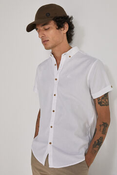 Springfield Camisa de manga curta dobby de cor branco