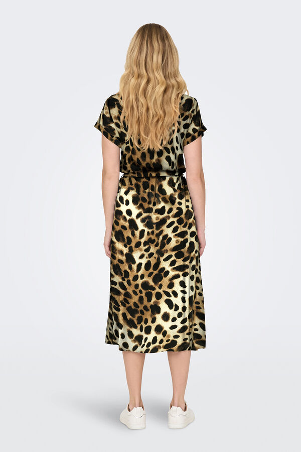 JDY Vestido midi estampado beige