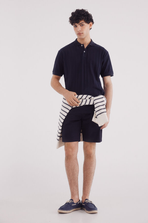 Springfield Polo de estrutura vertical de regular fit azul