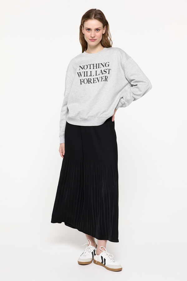 Pieces Sudadera con mensaje gris