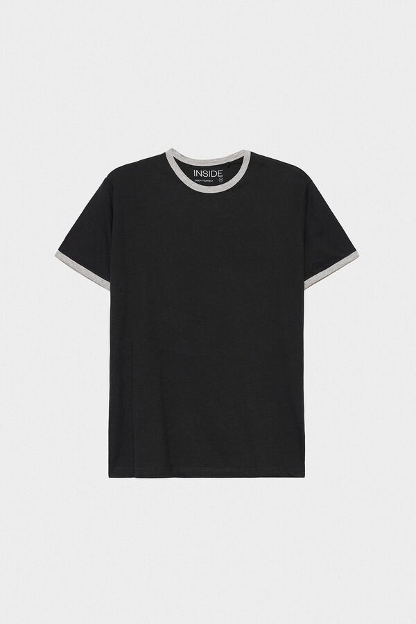 Inside Camiseta B&aacute;sica Con Contrastes negro