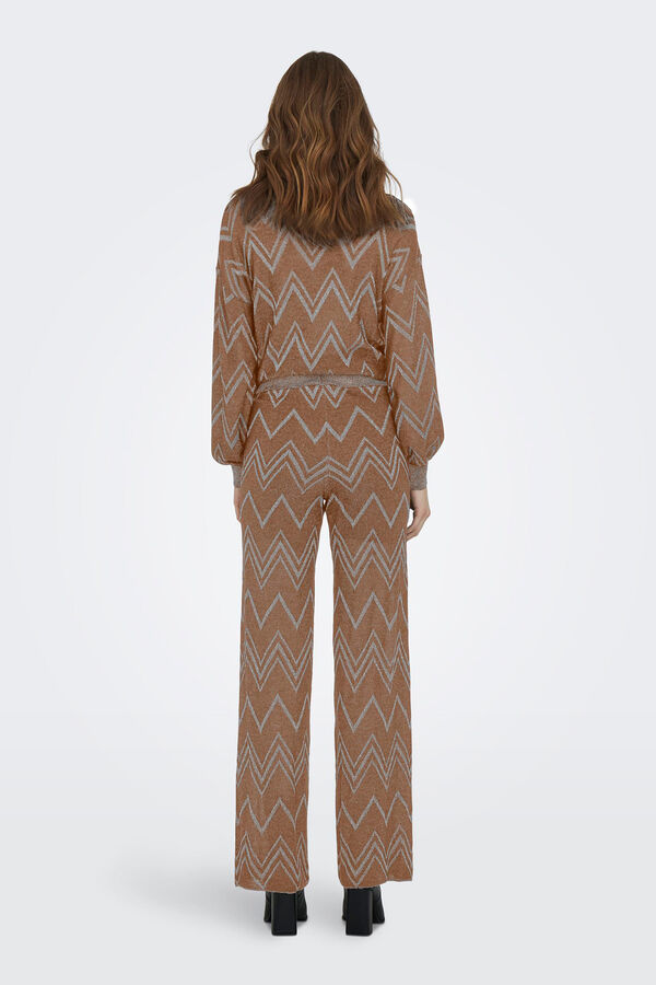 Only Pantalón ancho brillo beige