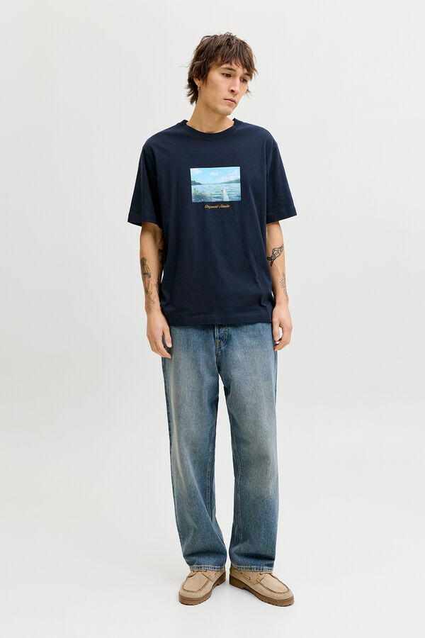 Jack & Jones Camiseta de manga curta estampada azul