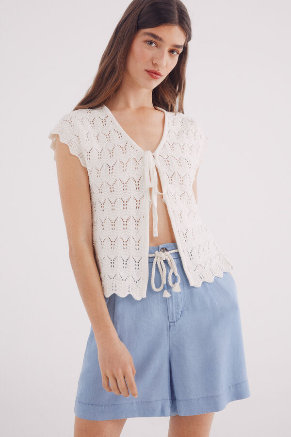 Springfield Shorts de cinto tencel azul