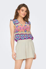 Only Blusa sin mangas volantes rosa