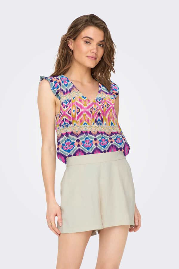 Only Blusa sin mangas volantes rosa