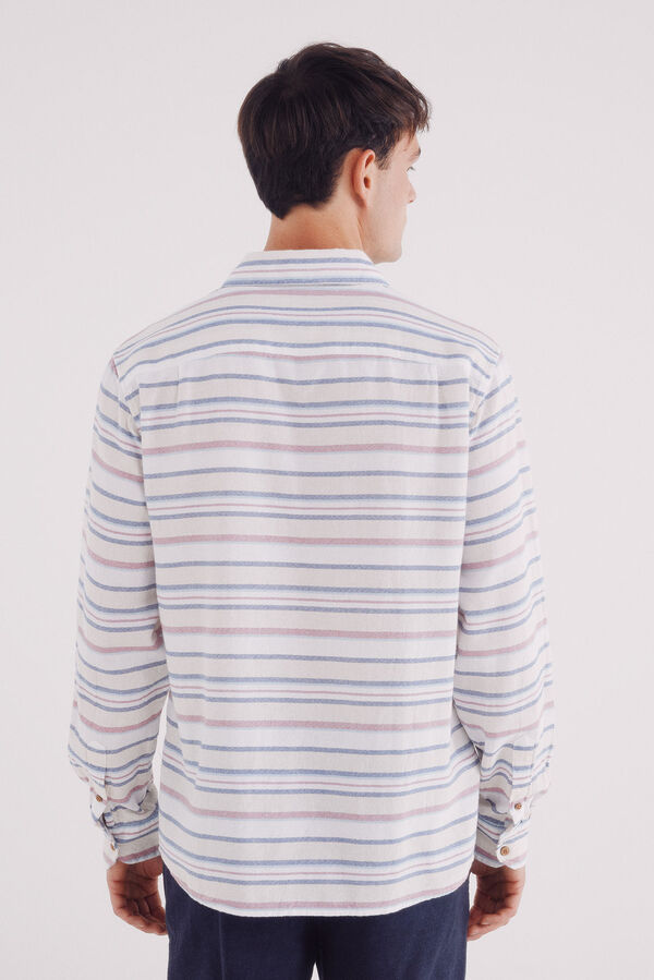 Springfield Camisa polera jacquard rayas horizontales azul