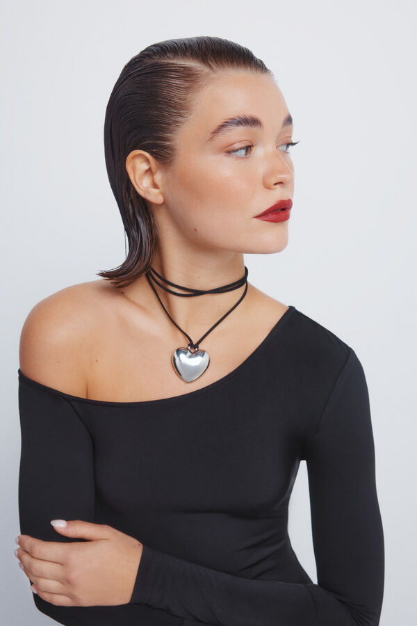 Springfield Vestido midi drapeado escote asim&eacute;trico negro