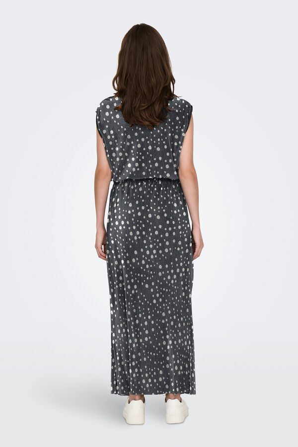 JDY Vestido largo de manga corta y cuello redondo negro