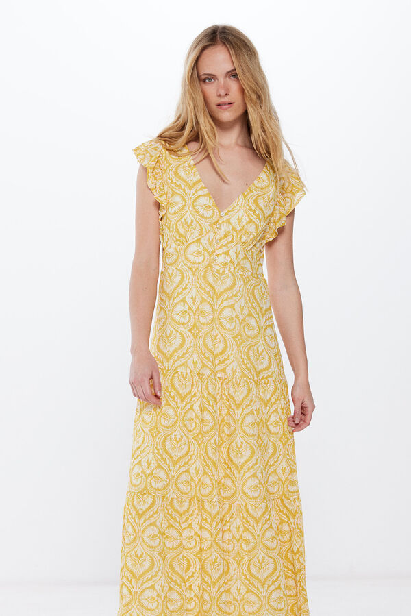 Springfield Vestido Midi Paneles amarillo
