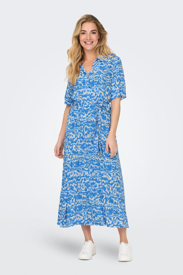 JDY Vestido midi camisero azul