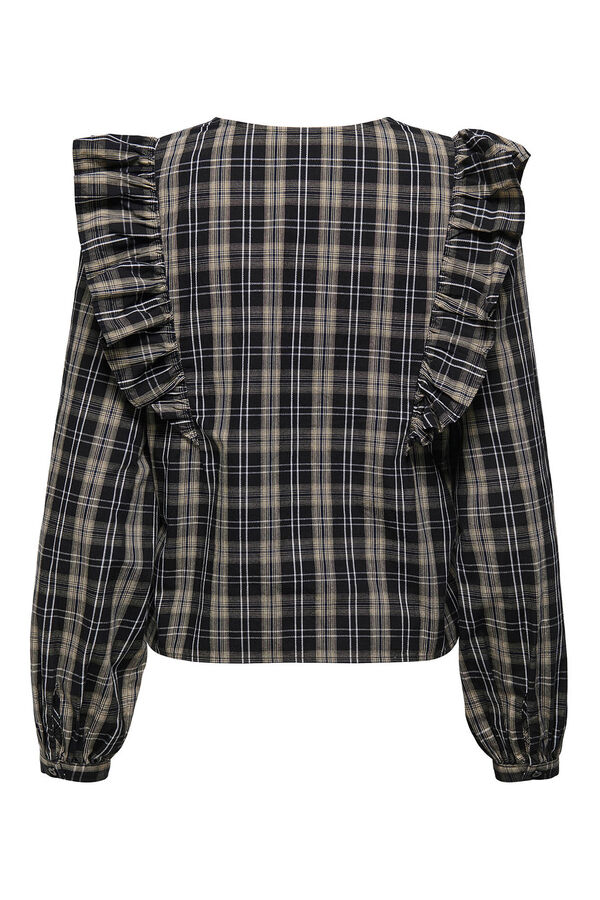 JDY Blusa manga larga volantes gris