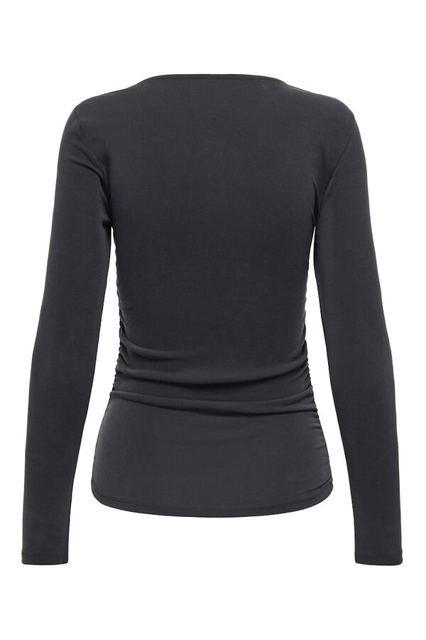 Only Top fruncido manga larga negro