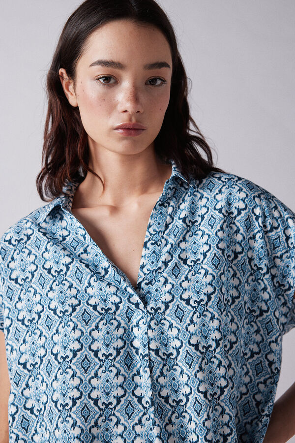 Springfield Blusa tipo t-shirt estampada azul